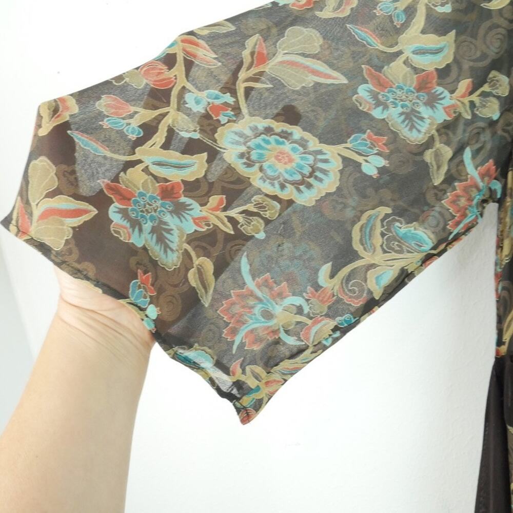 Vintage Y2K Babydoll Dress Sheer Chiffon Fairy‎ Floral 14 Feminine Ethereal Midi - Picture 7 of 12